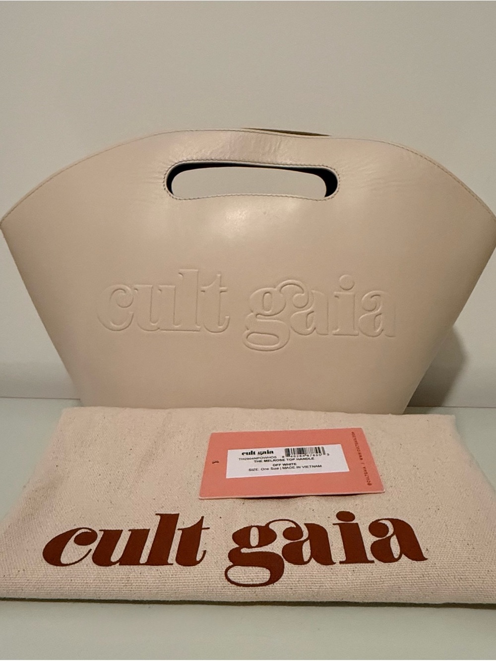 Cult Gaia Melrose Leather Top Handle Bag in Offwhite
